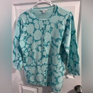 Isaac Mizrahi Floral Cardigan in Teal